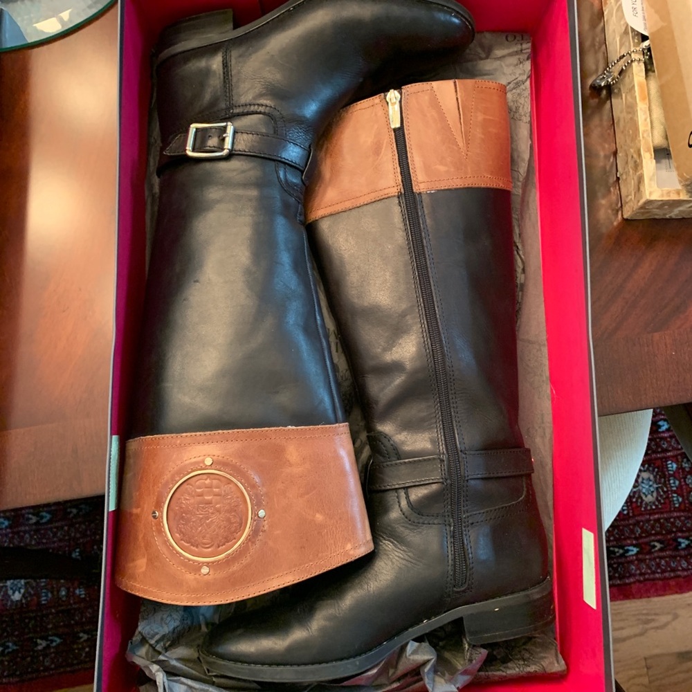 Vince Camuto Leather Riding Boots Wide Calf 7 1/2